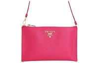 PRADA Leather Shoulder Bag Mahjong Clutch Shoulder Bag Women's Pink
