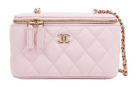 CHANEL Vanity Case With Chain Pink