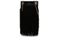 SAINT LAURENT Fabric With Calfskin Handbag Shoulder Bag Women's Black