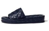 CHANEL Rubber Sole Abrasion Resistant Slide Slippers Women's Marine Blue