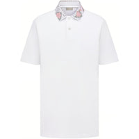 DIOR Men Pattern Print Short Sleeve Polo Shirt White