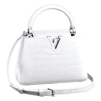 LOUIS VUITTON Capucines Crocodile Leather Handbag Shoulder Bag Crossbody Bag Mini Women's White