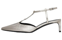 CELINE Triomphe KITTEN T BAR Slim Heel High Heels 5cm Women's Silver