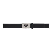 PRADA Brand Logo Leather Leather Belts Men's Black Width: 3.8cm