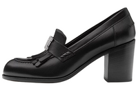 HERMES Chunky Heel High Heels 7cm Women's Black