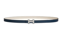 HERMES Leather Belts Women's Navy/Chalk White