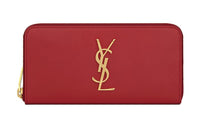 SAINT LAURENT Cow Leather Long Zipper Wallet Regular Women's Red