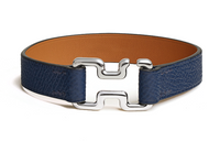 HERMES Calfskin Bangles Men's Dark Blue