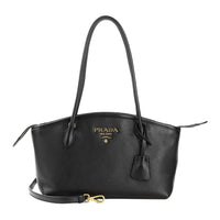 PRADA Calfskin Shoulder Bag Women's Black
