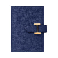 HERMES Bearn Epsom Calfskin Card Holder Women's 73 Bleu Saphir Sapphire Blue
