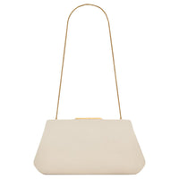 SAINT LAURENT Lambskin Clutch Handbag Shoulder Bag Small Size Women's Ecru