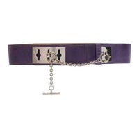 CELINE Embossed Logo Leather Leather Belts Women's Purple Width 5CM