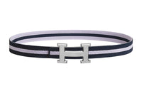 HERMES Nylon Belt Unisex Purple/Blue Width: 3.2CM
