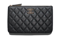 CHANEL Shiny Beaded Embossed Calfskin Wallet Women's Black