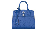 LOUIS VUITTON CITY STEAMER Ostrich Leather Handbag Mini Women's Sapphire Blue
