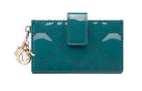 DIOR Lady Dior Cow Leather Card Clip Card Holder Women's Deep Sea Blue