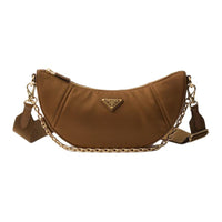 PRADA Re Nylon Recycled Nylon Crescent Bag, Handbag, Shoulder Bag Women's Brandy