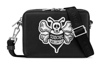 DIOR Shawn Collaboration Cow Leather One Shoulder Crossbody Clutches Men's Black