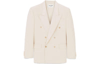 SAINT LAURENT Business Suits Coats Women's Gray White