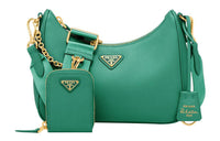 PRADA Leather 3-in-1 Shoulder Bag Portable Crossbody Bag Shoulder Bag Women's Green