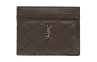 SAINT LAURENT GABY Lambskin Card Holder Women's Coffee
