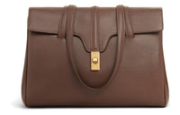 CELINE 16 Smooth Cow Leather Handbag One Shoulder Handbag Medium Size Women's Deep Oak