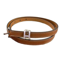 HERMES Letter Logo - Leather Belts Women's Brown -