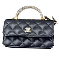 CHANEL Sheepskin Handbag Shoulder Bag Crossbody Bag Women's Black & White