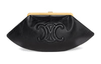 CELINE Triomphe Smooth Cow Leather Dome Bag Clutch Women's Black