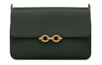 SAINT LAURENT LE MAILLON Smooth Cow Leather Shoulder Bag Crossbody Bag Women's Dark Green