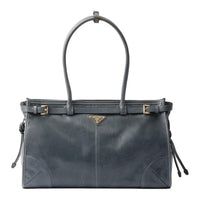 PRADA Cow Leather Shoulder Bag Tubas Women's Air Force Blue