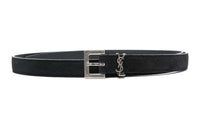 SAINT LAURENT Letter Logo Pin Buckle Leather Leather Belts Men's Black Width: 3cm