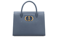 DIOR Cow Leather Handbag One Shoulder Handbag Large Size Women's Dark Denim Blue