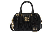 MIU MIU Matelasse Nappa Leather Top Handle Bag Black