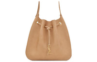 SAINT LAURENT PARIS Calfskin Hobo Bag Handbag Shoulder Bag Women's Light Brown
