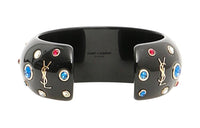 SAINT LAURENT Brass Crystal Metal Bangles Women's Black