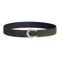 HERMES Leather Leather Belts Unisex Gray Green/Black Width: 3.8cm