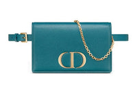 DIOR Cow Leather Fanny Pack Regular Women's Deep Sea Ocean Blue