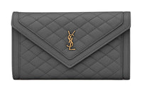 SAINT LAURENT GABY Lambskin Wallet Large Size Women's Gray