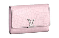 LOUIS VUITTON Capucines Matte Crocodile Leather Wallet Women's Matte Pink