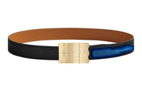 HERMES Individual Elegance Gold Buckle Epsom Calfskin Belt Men's Multicolor Width: 3.2cm