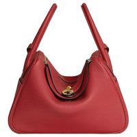 HERMES Lindy Clemence Bullock Leather Handbag Shoulder Bag Regular Women's 5E Vermillon Vermilion