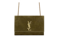 SAINT LAURENT KATE Suede Crossbody Bag Shoulder Bag Women's Dark Olive Green