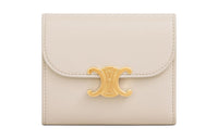 CELINE Triumph Gate Triomphe Shiny Smooth Lambskin Card Holder Wallet Small Size Women's Ivory White
