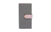 PRADA Leather Wallet Large Size Women's Gray/Pink
