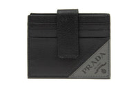 PRADA Cow Leather Card Holder Women's Gray