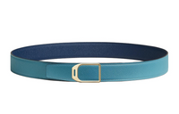 HERMES Cone Shaped Buckle Decoration, Smooth Buckle Leather Belts Men's Blue Width 3.2cm