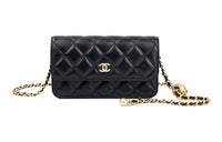 CHANEL Sheepskin Shoulder Bag Crossbody Bag Regular Women's Black