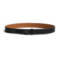 HERMES Calfskin Leather Belts Men's Black/Brown Width: 3.2CM