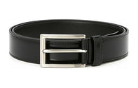 PRADA Letter Logo Pin Buckle Leather Belts Men's Black Width 3cm